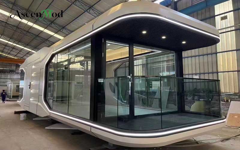 ASCEN MOD Space Capsule Cabin – Futuristic Modular Retreat with Panoramic Nature Views
