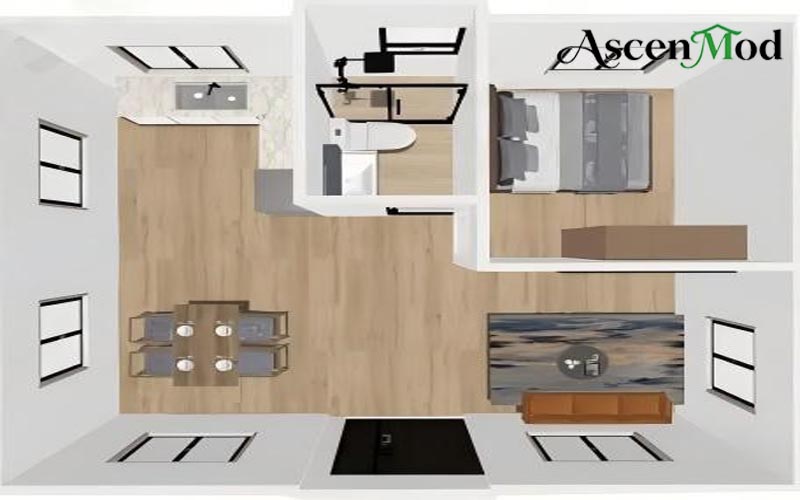ASCEN MOD Expandable House F2 Glass Curtain Wall