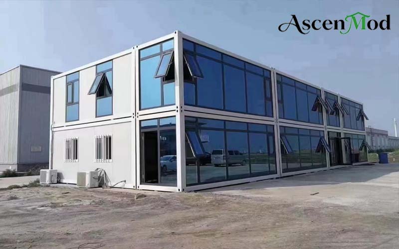 ASCEN MOD Two-Story Glass Curtain Wall Flat Pack Container Office Building